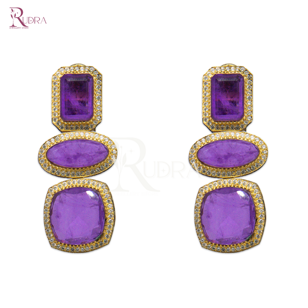 Enchanting Elegance Triple Stone Earrings