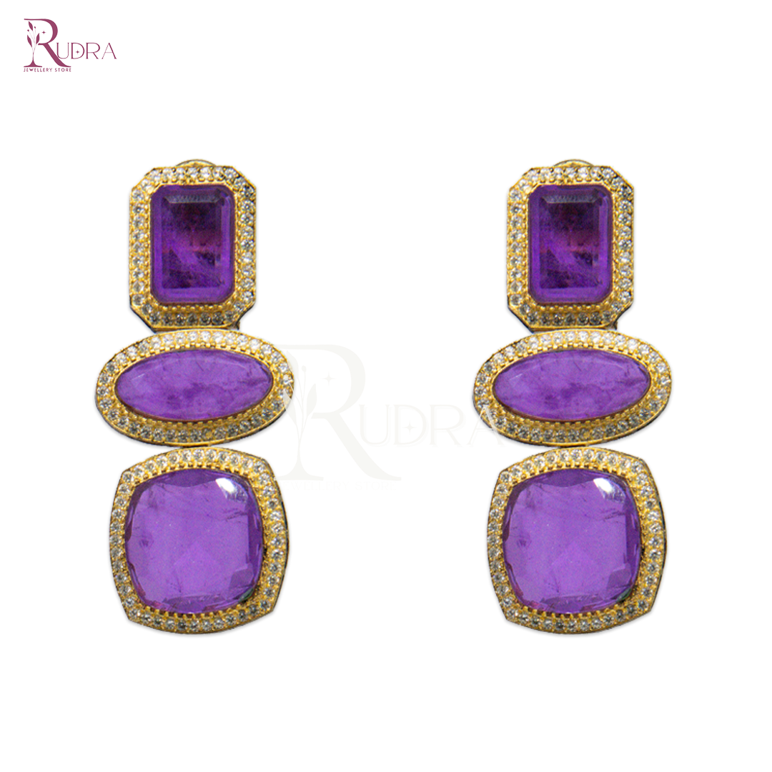 Enchanting Elegance Triple Stone Earrings