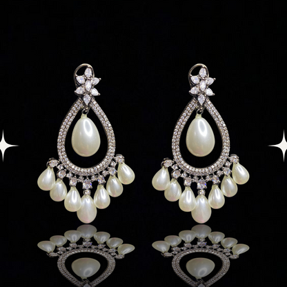 Royal Pearl Drop Chandelier Earrings