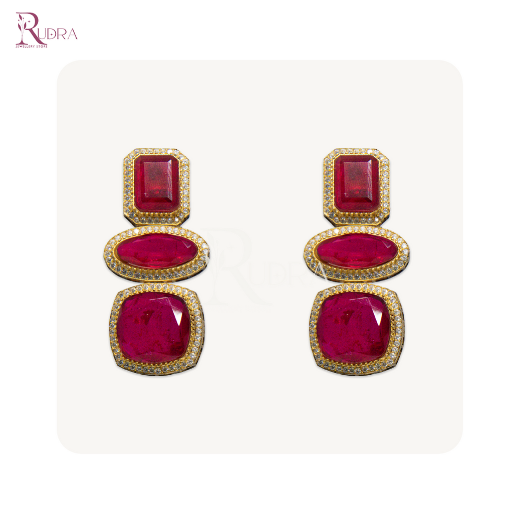 Enchanting Elegance Triple Stone Earrings