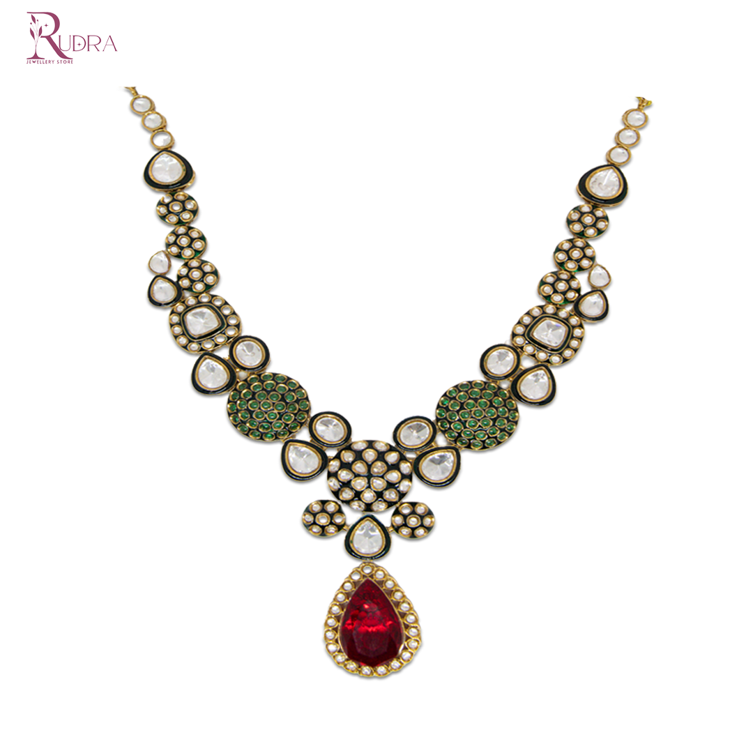 Royal Kundan Meenakari Necklace Set with Maang Tikka