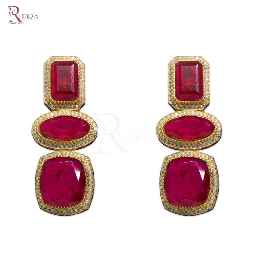 Enchanting Elegance Triple Stone Earrings