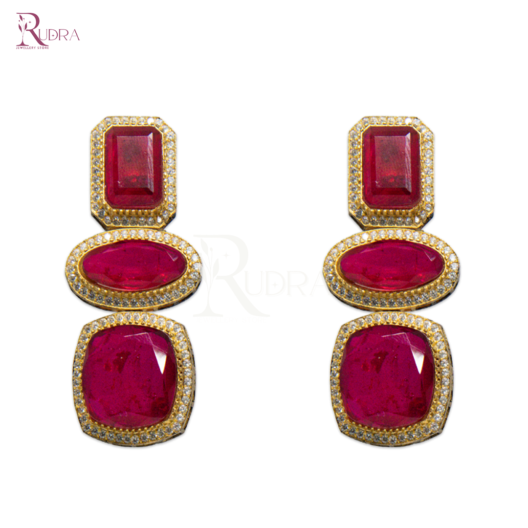 Enchanting Elegance Triple Stone Earrings