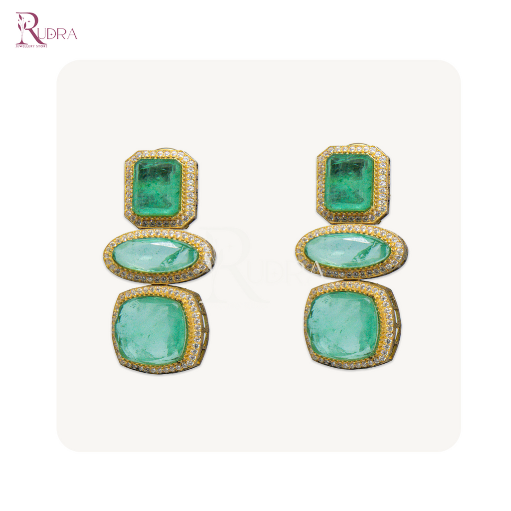 Enchanting Elegance Triple Stone Earrings