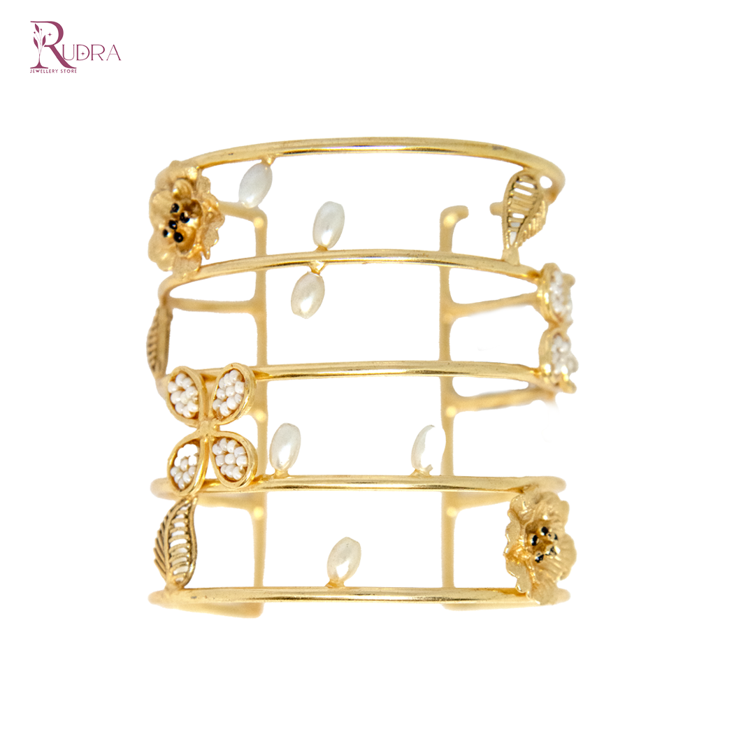 Pearl-Accented Openwork Cuff Bracelet
