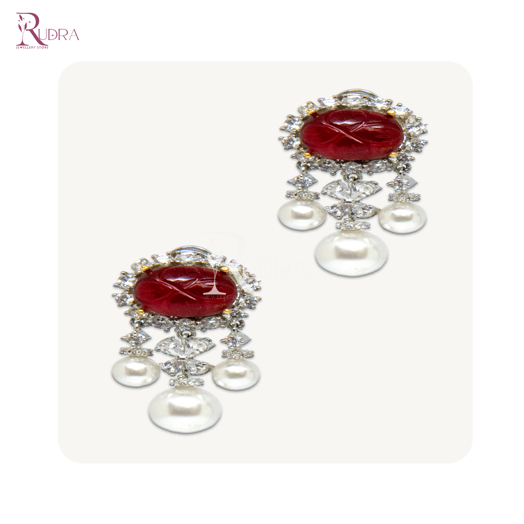 Timeless Pearl & Mughal Stone Elegance Earrings
