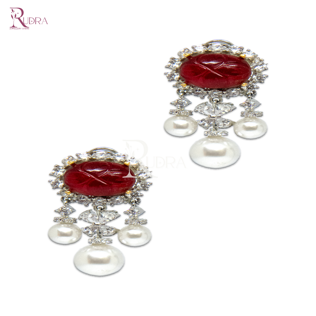 Timeless Pearl & Mughal Stone Elegance Earrings