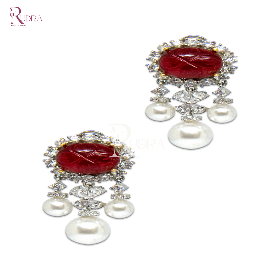 Timeless Pearl & Mughal Stone Elegance Earrings