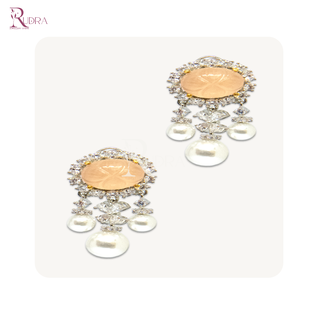 Timeless Pearl & Mughal Stone Elegance Earrings