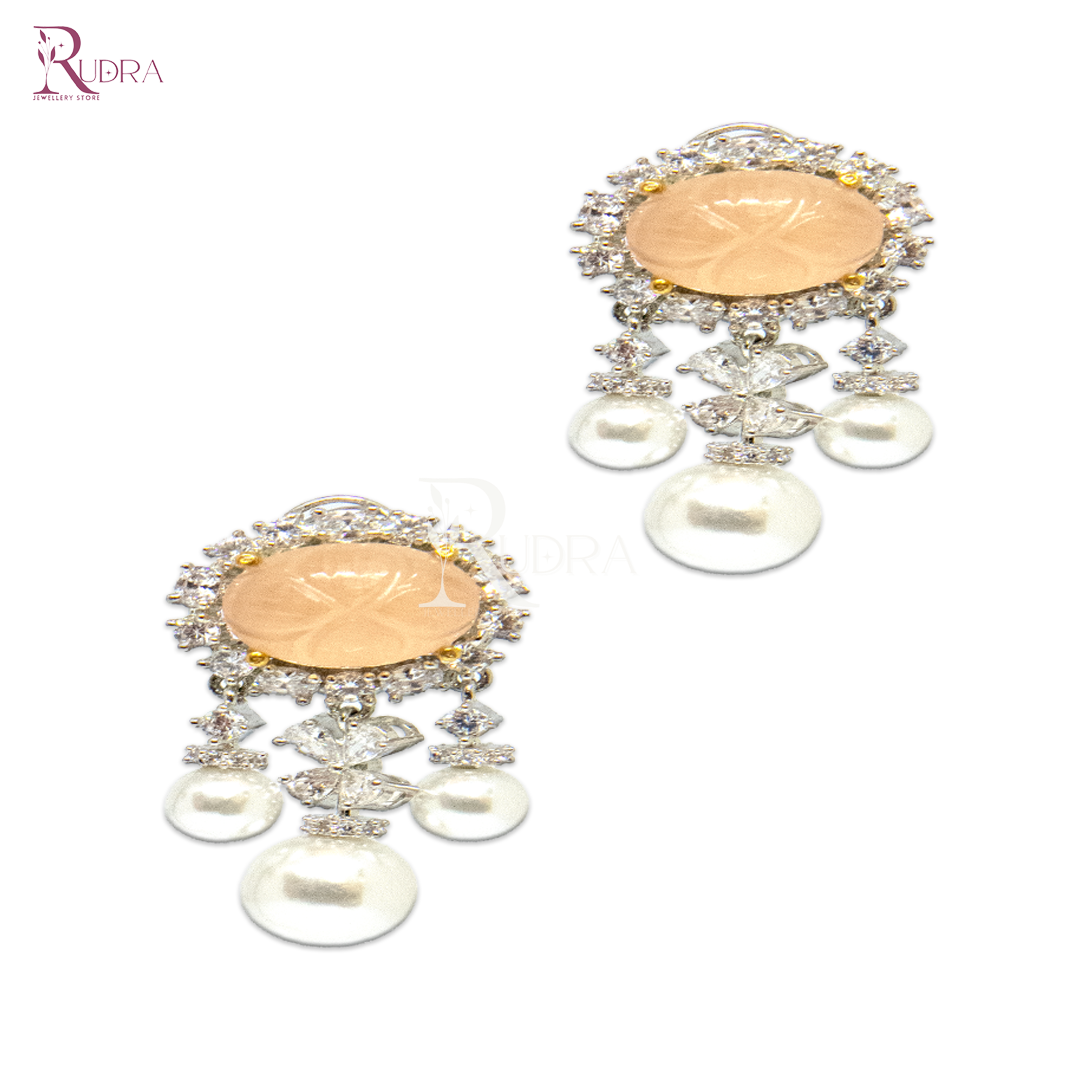 Timeless Pearl & Mughal Stone Elegance Earrings