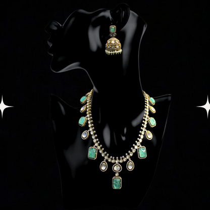 Regal Kundan & Emerald Necklace Set