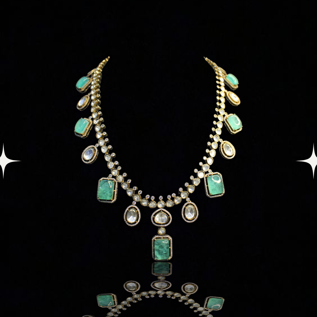 Regal Kundan & Emerald Necklace Set