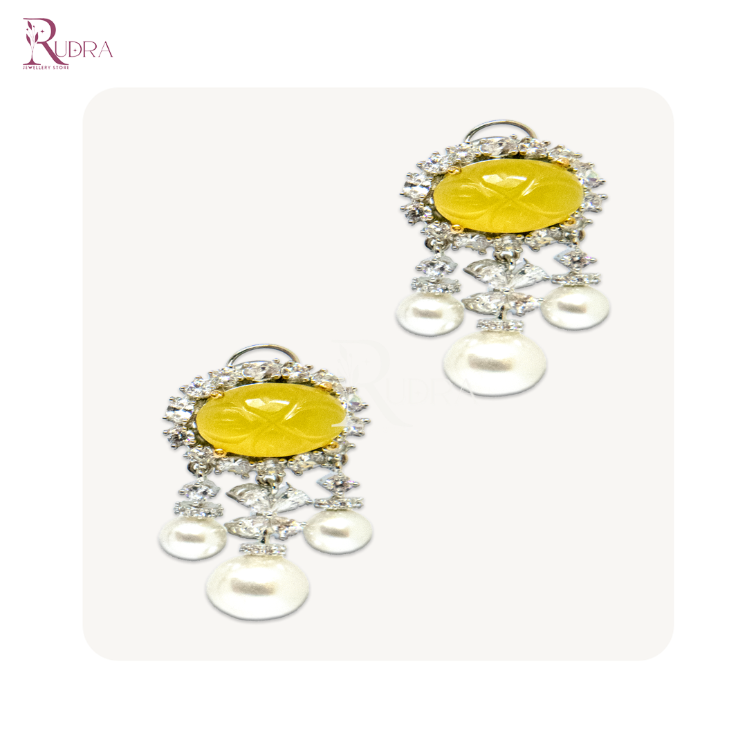 Timeless Pearl & Mughal Stone Elegance Earrings