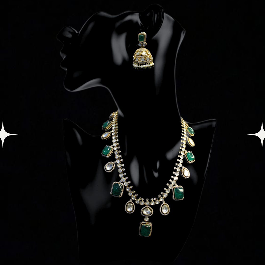 Regal Kundan & Emerald Necklace Set