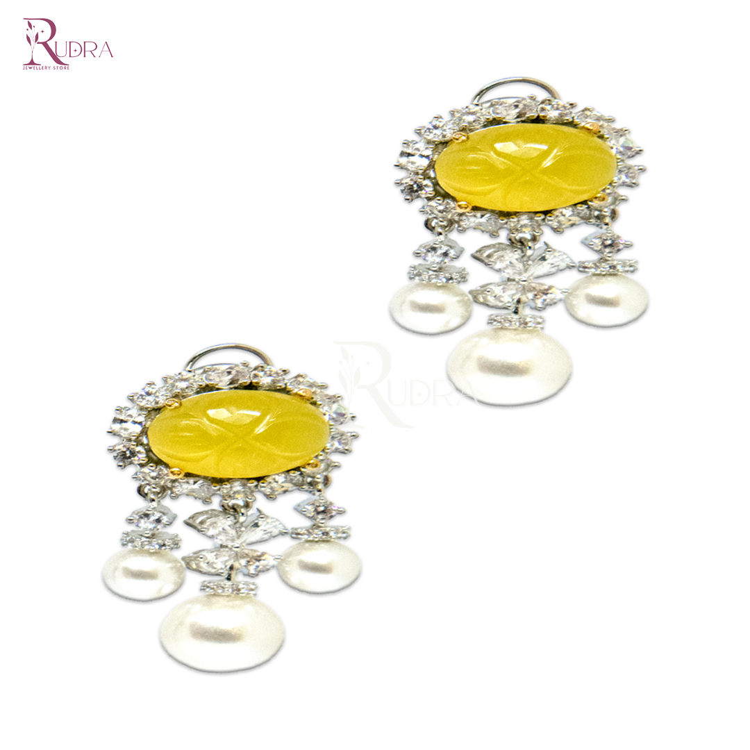 Timeless Pearl & Mughal Stone Elegance Earrings