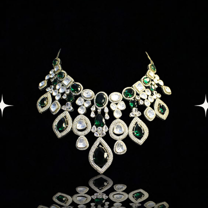 Emerald and Sapphire Symphony Necklace Set