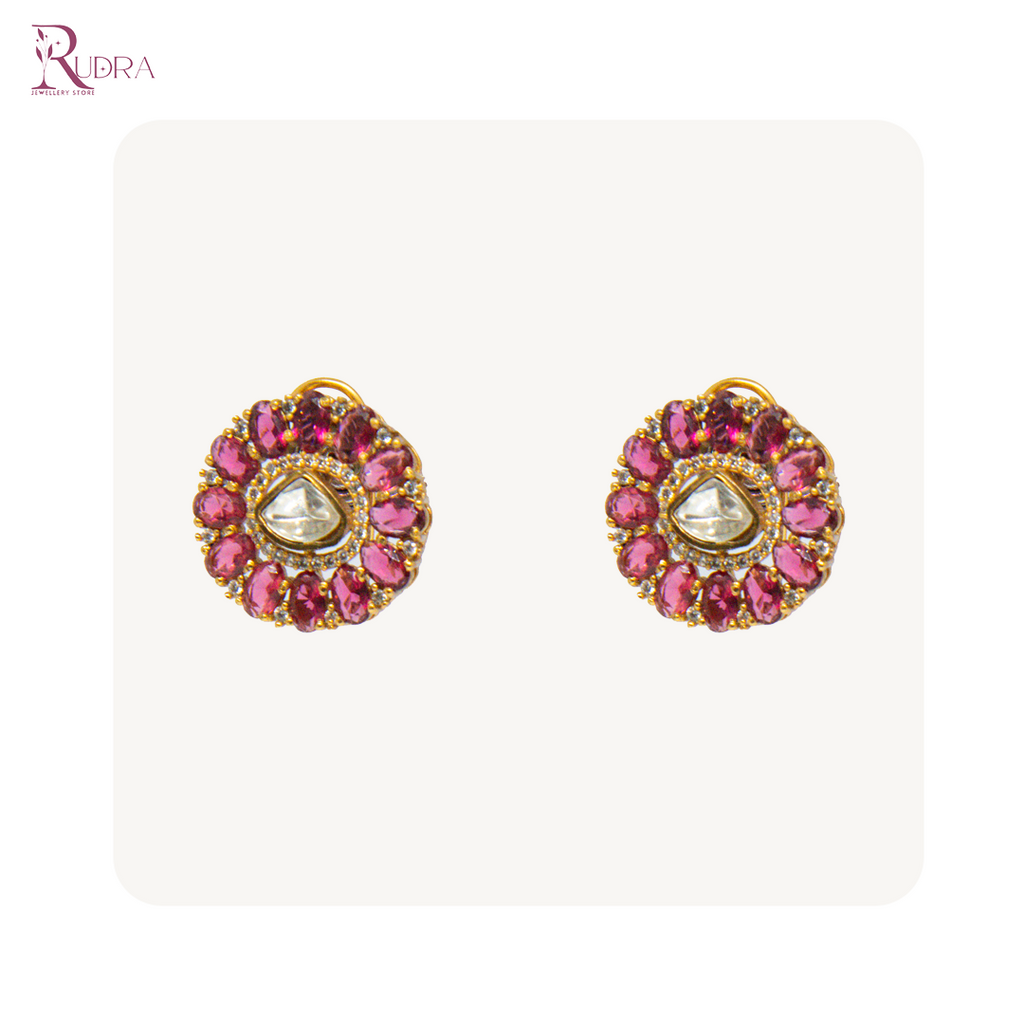 Kundan and Polki Blossom Studs