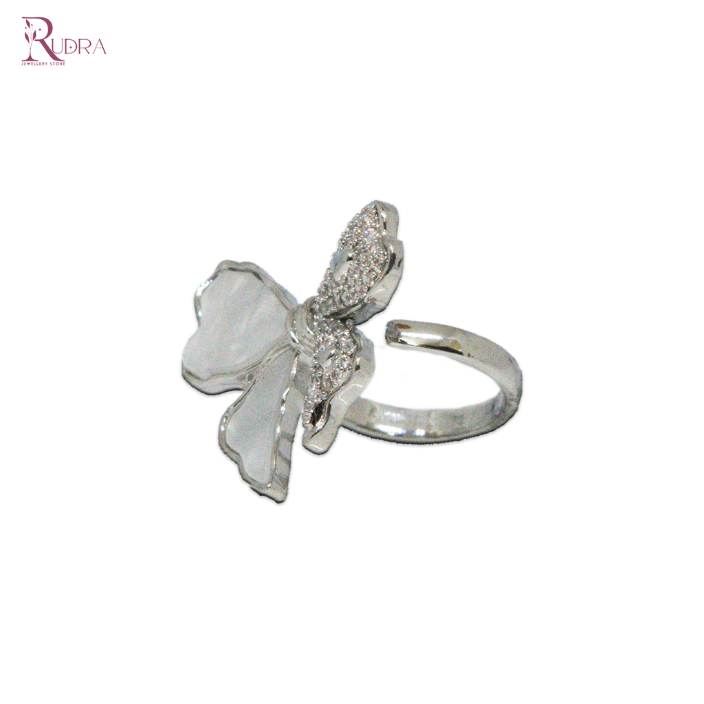 Silver Sparkle Bow Ring