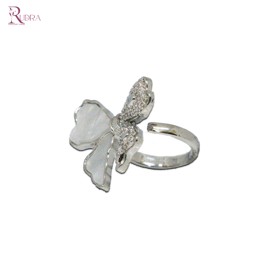 Silver Sparkle Bow Ring