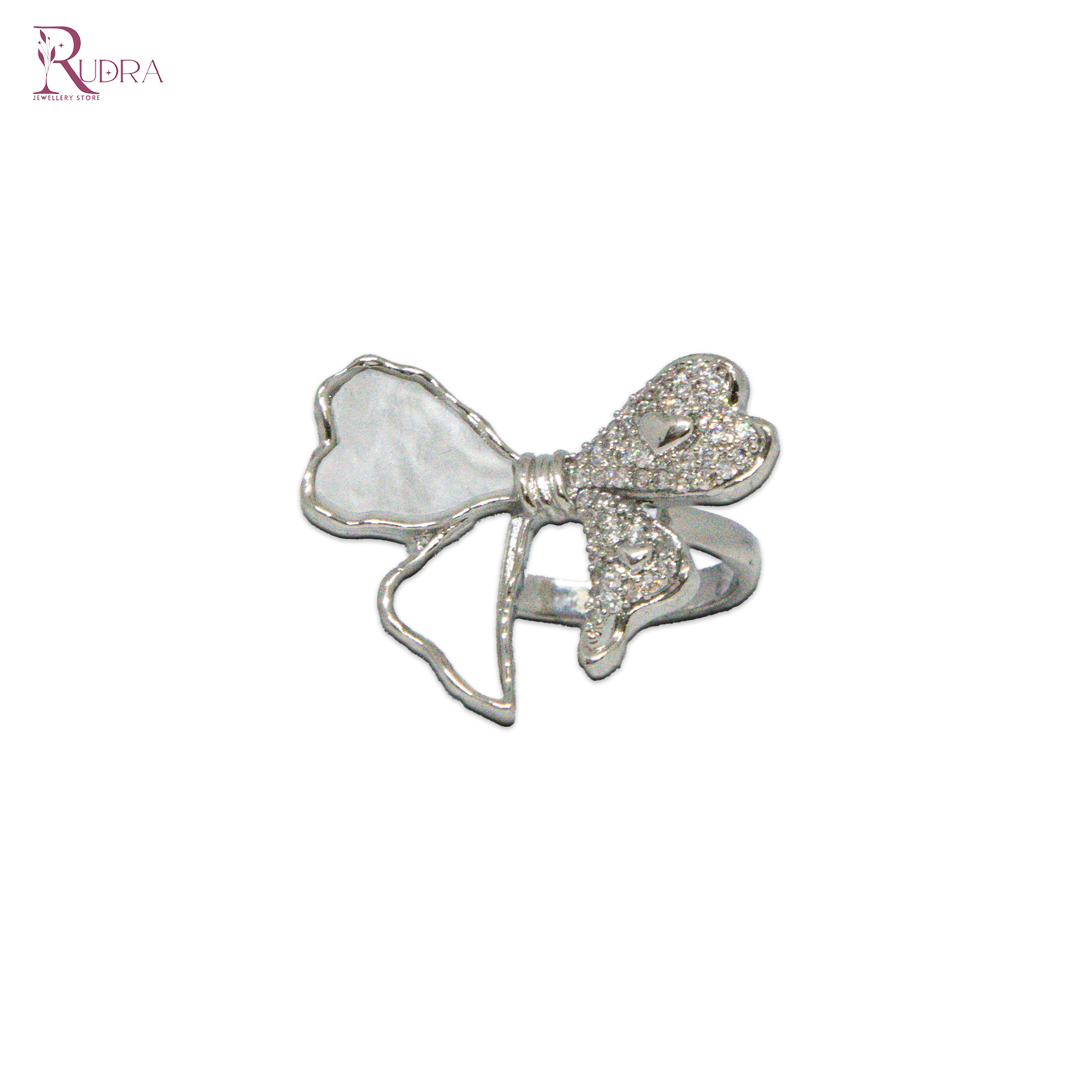 Silver Sparkle Bow Ring
