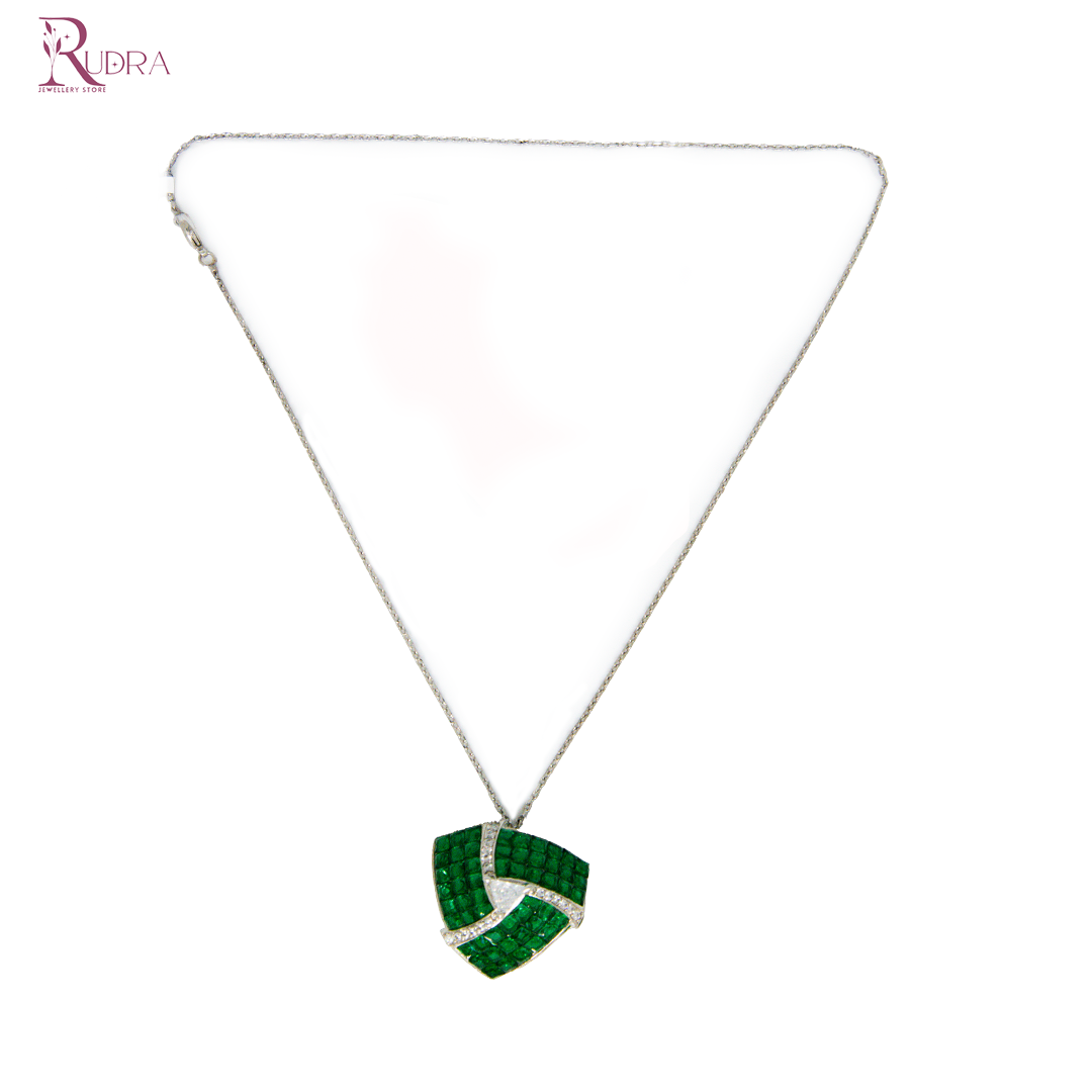 Emerald Drip Shield Men's Necklace