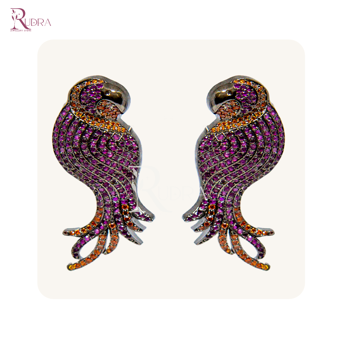 Psychedelic Parrot Glam Earrings