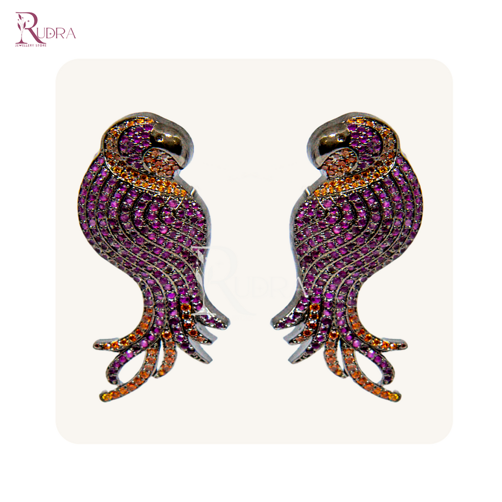 Psychedelic Parrot Glam Earrings
