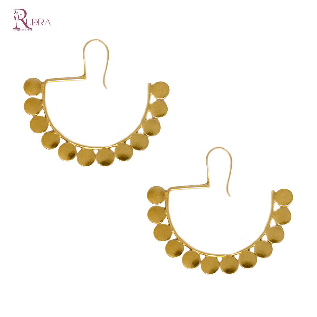 Golden Brass Semicircle Coin Hoops