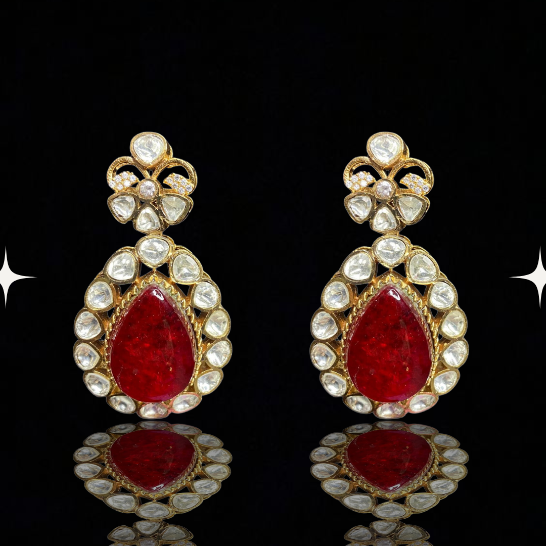 Regal Teardrop Kundan Earrings