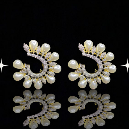 Elegance Redefined Pearl Crescent Earrings