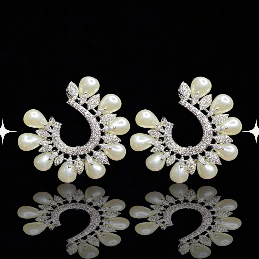 Elegance Redefined Pearl Crescent Earrings