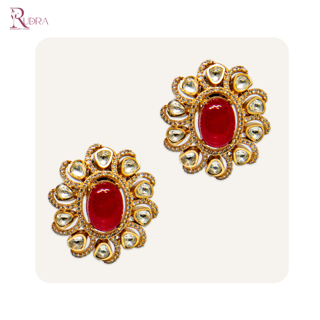 Radiant Kundan Bloom Stud Earrings