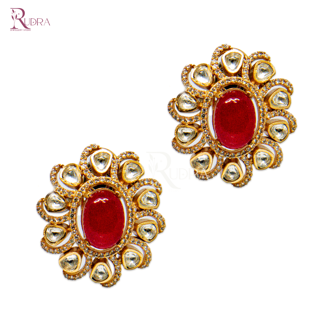Radiant Kundan Bloom Stud Earrings