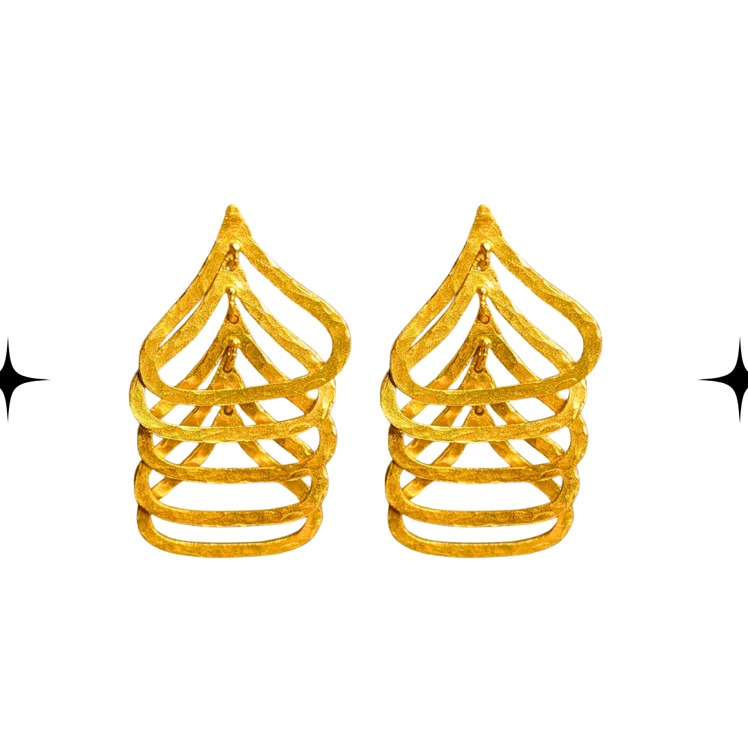 Golden Layered Leaf Earrings