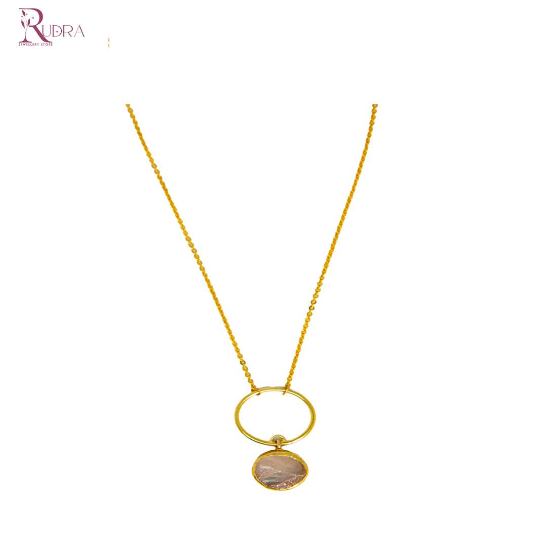 "Men 18ct gold chain with pearl luxury finish premium jewellery"