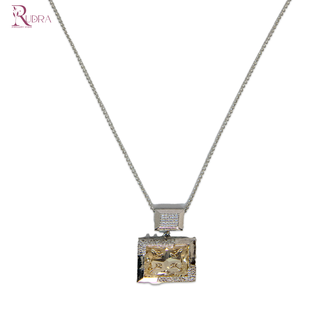 "silver plated chain for men with Swarovski cut diamond charms for everyday wear" 