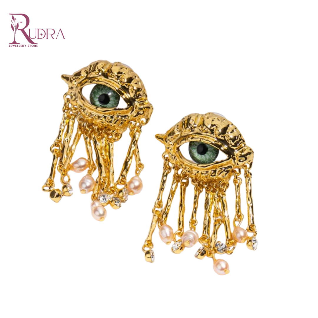 Evil Eye Brass Earrings