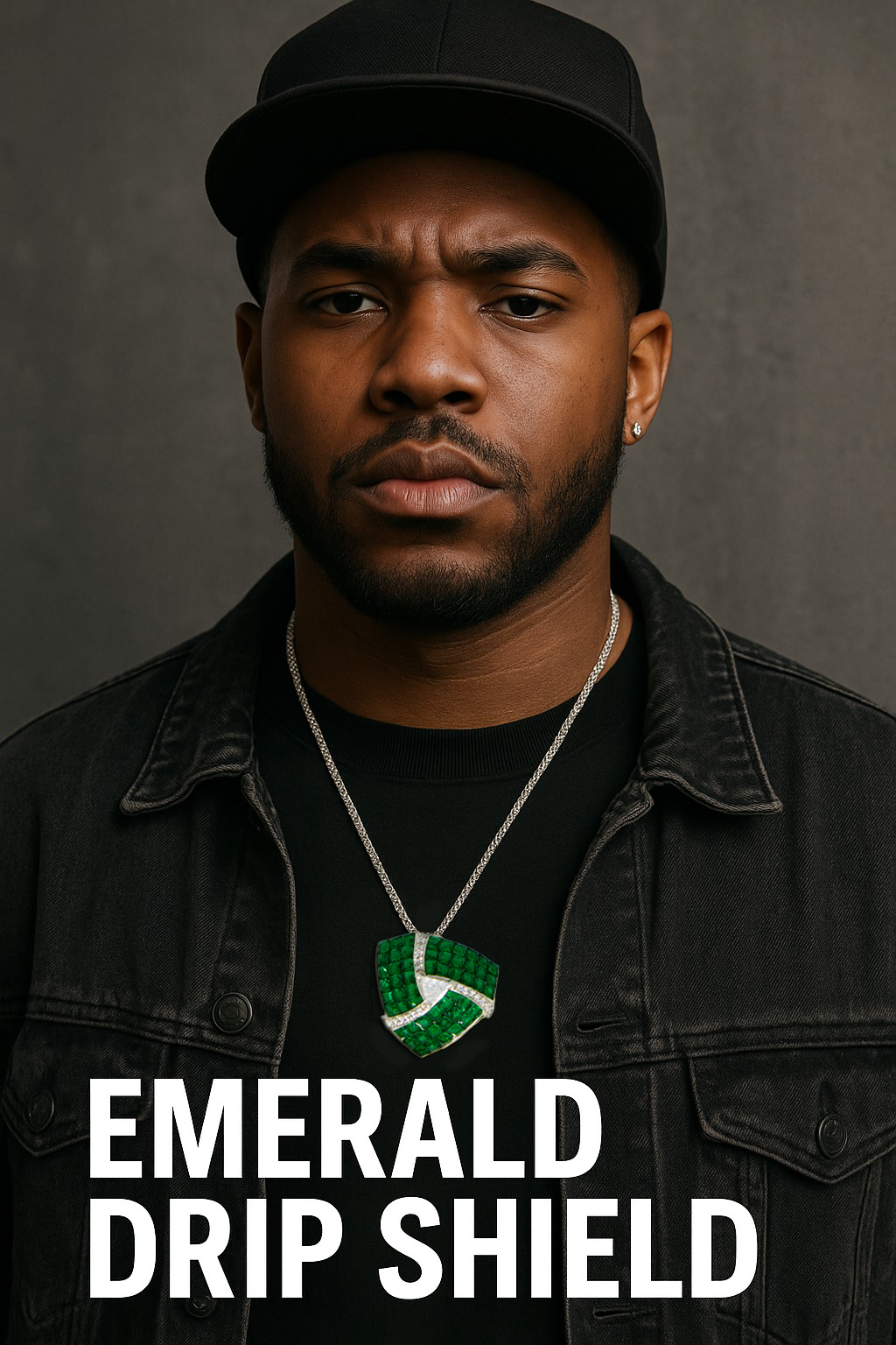 Emerald Drip Shield Men's Necklace